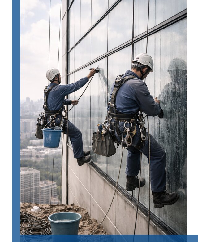 Профессиональная мойка фасадных окон альпинистами в Бирске