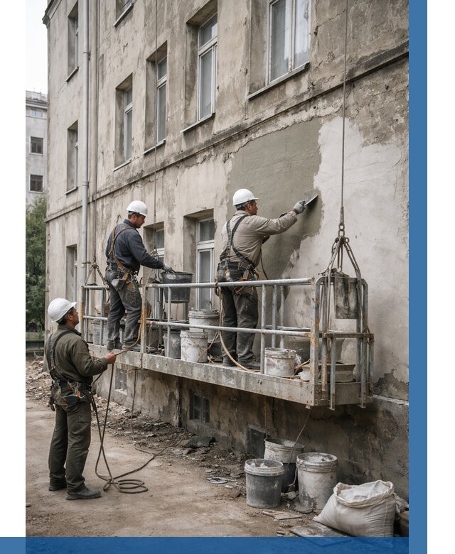 Капитальный ремонт фасада в Бирске от 4365 р. | ВЫСОТНИК-Брк