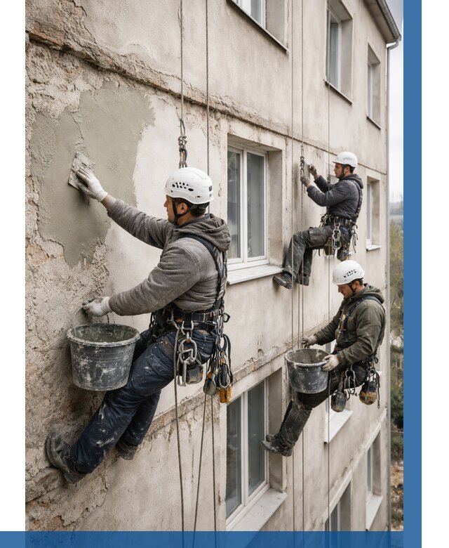 Ремонт штукатурного фасада в Бирске от 780 р. под ключ | ВЫСОТНИК-Брк