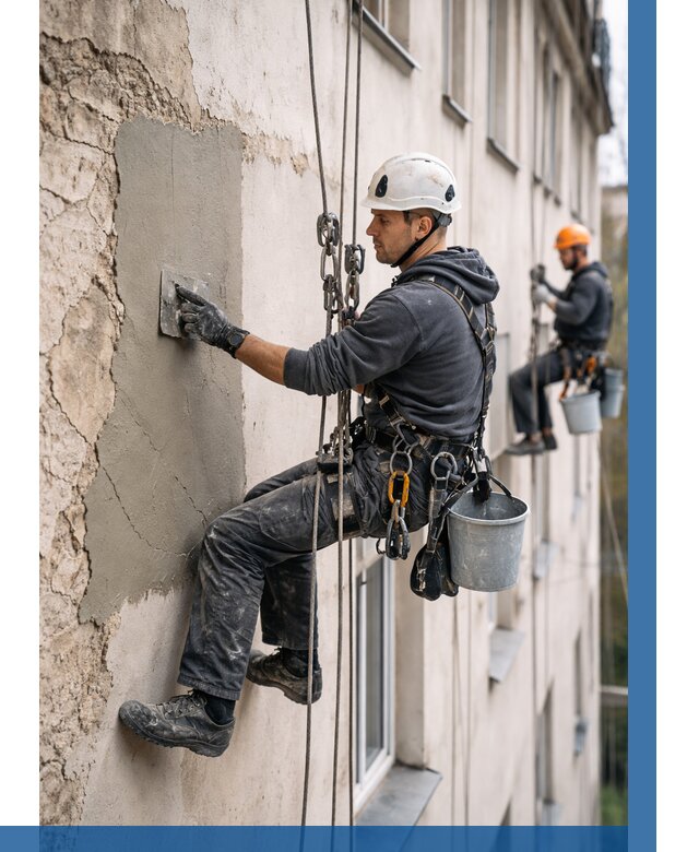 Восстановление штукатурки фасада в Бирске от 1247 р. | ВЫСОТНИК-Брк