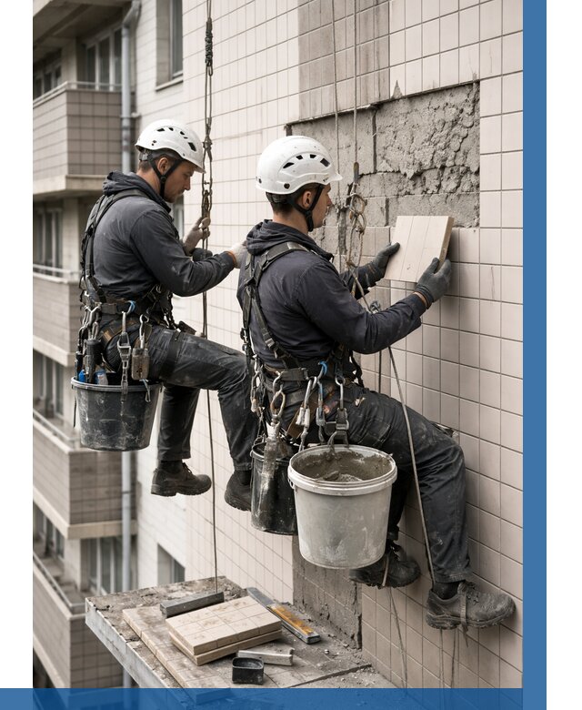 Ремонт облицовки фасада плиткой в Бирске от 1871 р. | ВЫСОТНИК-Брк