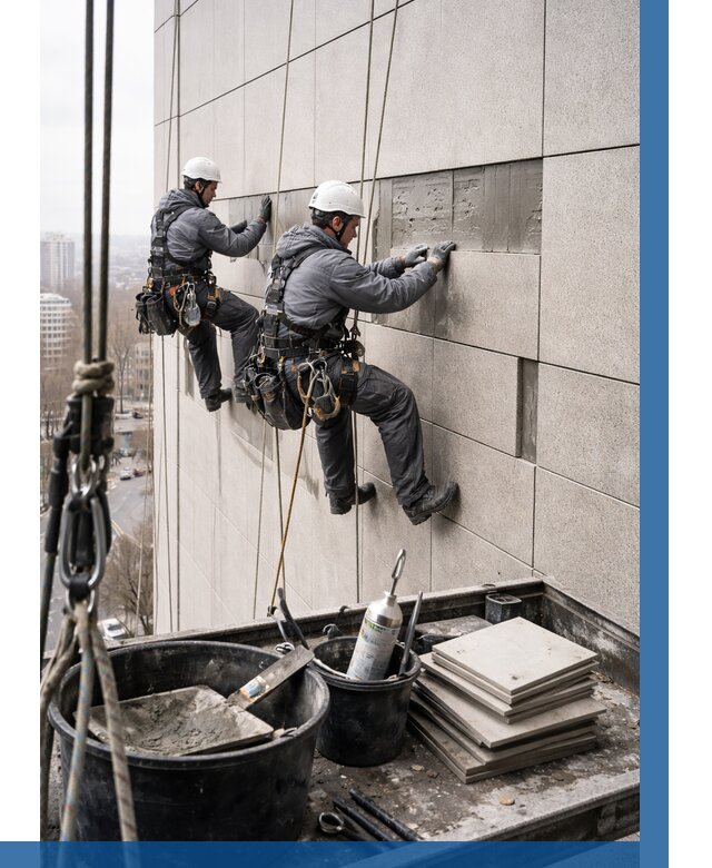 Ремонт фасада из керамогранита в Бирске от 2599 р. | ВЫСОТНИК-Брк