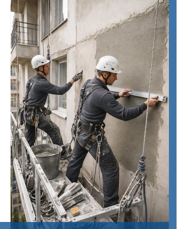 Штукатурка фасада на высоте в Бирске от 935 р. | ВЫСОТНИК-Брк