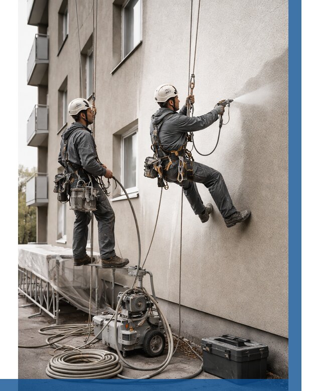 Безвоздушная покраска фасада в Бирске от 229 р/м² | ВЫСОТНИК-Брк