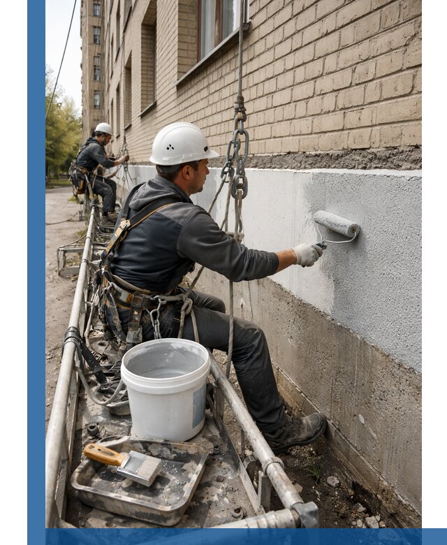 Окраска цоколя здания в Бирске профессионально и надежно