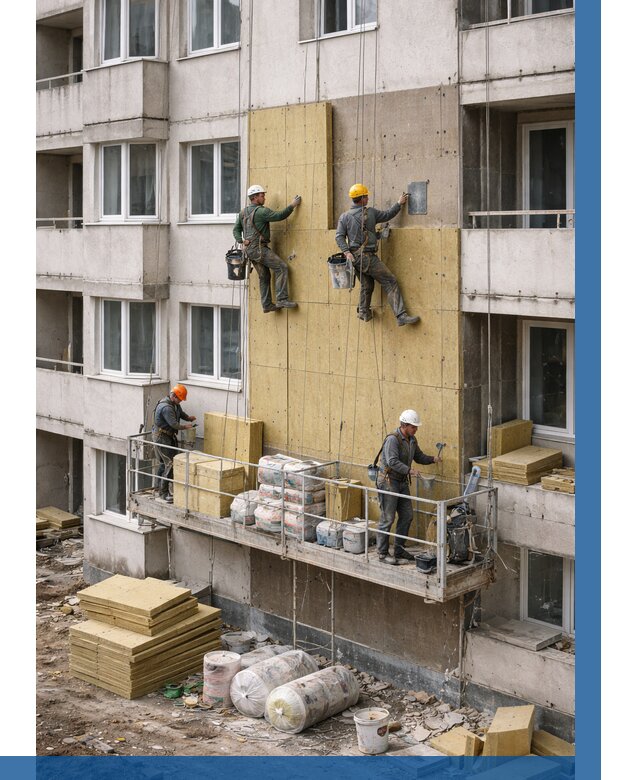 Утепление фасада минватой в Бирске от 1559 р. | ВЫСОТНИК-Брк