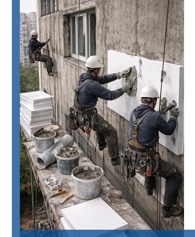 Утепление фасада пенополистиролом в Бирске под ключ