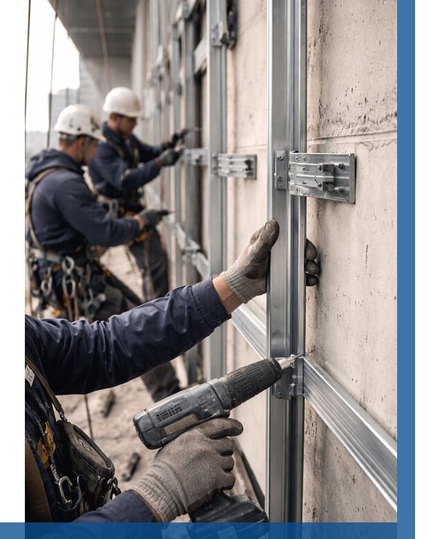 Монтаж подсистемы вентфасада в Бирске от 883 р. | ВЫСОТНИК-Брк