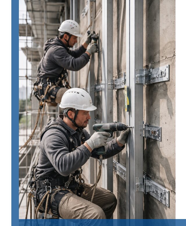 Монтаж и крепление подсистемы вентфасада в Бирске