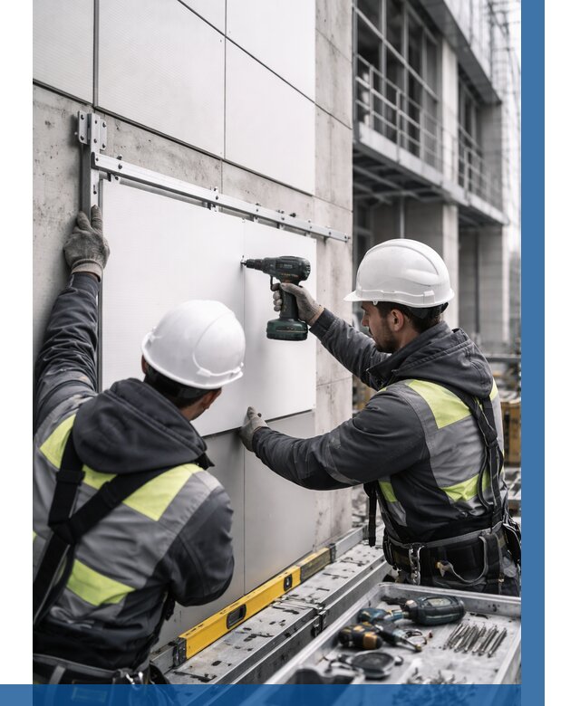 Монтаж композитных панелей фасада в Бирске от 2599 р. | ВЫСОТНИК-Брк