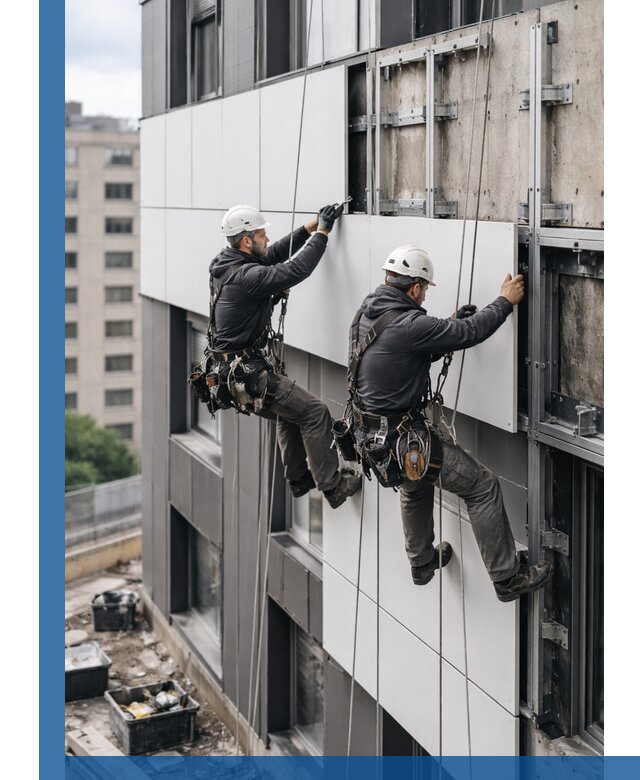 Монтаж композитных панелей фасада в Бирске под ключ