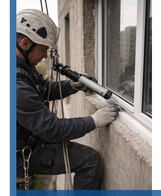 Герметизация оконных швов снаружи в Бирске профессионально