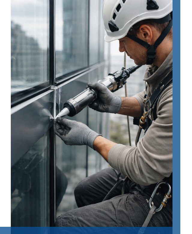 Герметизация стыков витража в Бирске от 1247 р. | ВЫСОТНИК-Брк