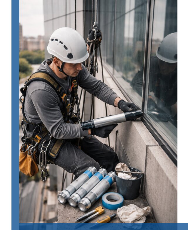 Герметизация стыков витража в Бирске для герметичных фасадов