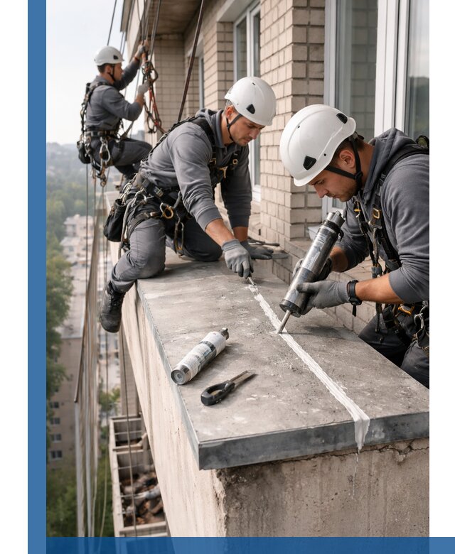 Герметизация балконного козырька в Бирске профессионально