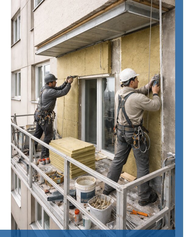 Утепление балкона снаружи в Бирске от 1663 р. под ключ ВЫСОТНИК-Брк