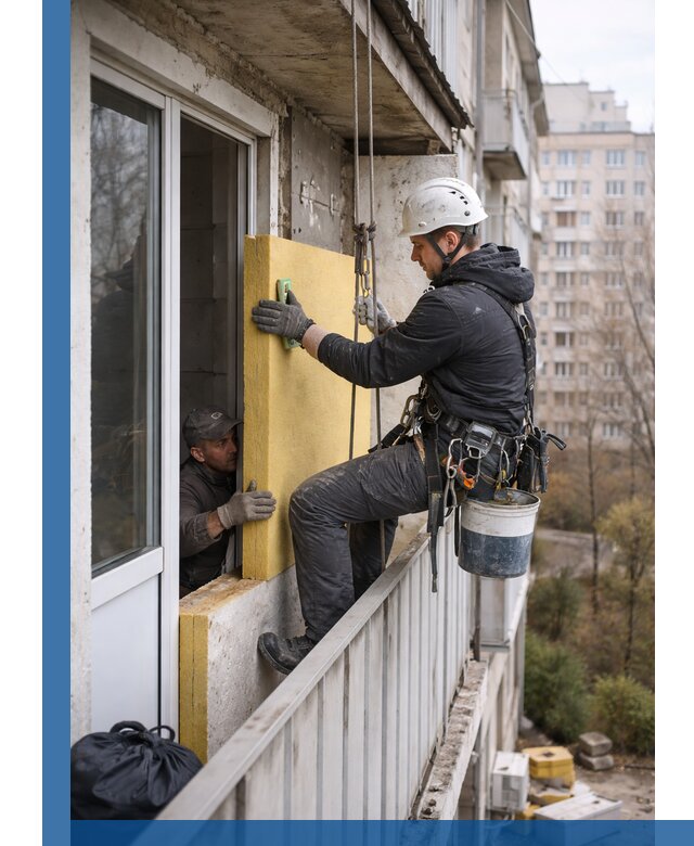 Профессиональное утепление балкона снаружи в Бирске под ключ