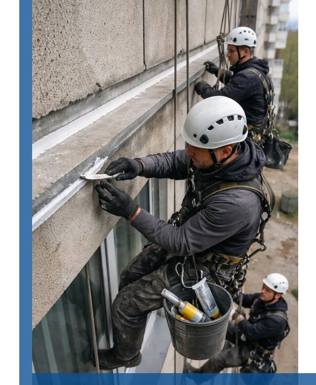 Герметизация примыкания балкона в Бирске под ключ с гарантией