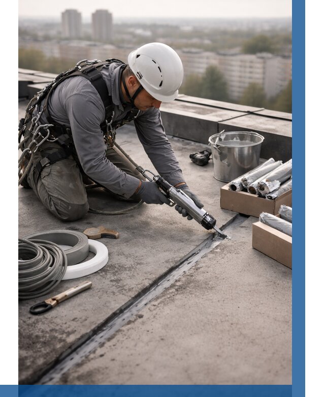 Герметизация швов кровли в Бирске от 468 р./м2 | ВЫСОТНИК-Брк