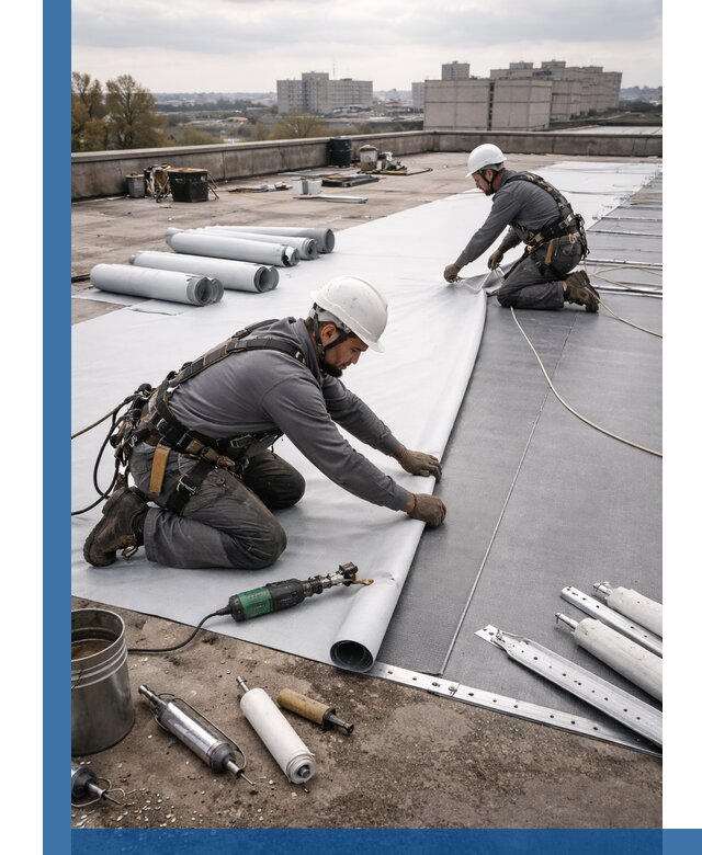 Монтаж мембранной кровли в Бирске для промышленных зданий