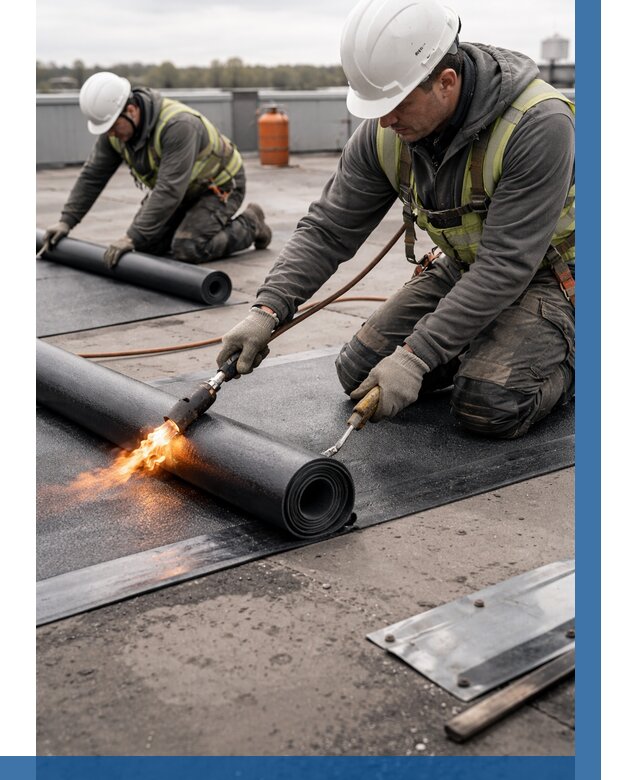 Монтаж наплавляемой кровли в Бирске от 883 р. — ВЫСОТНИК-Брк