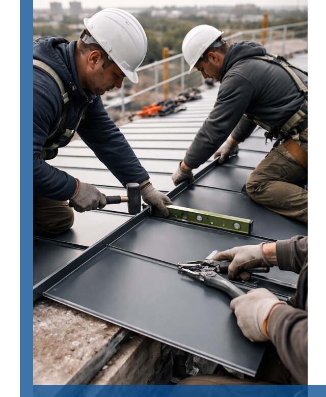 Монтаж фальцевой кровли в Бирске для промышленных зданий