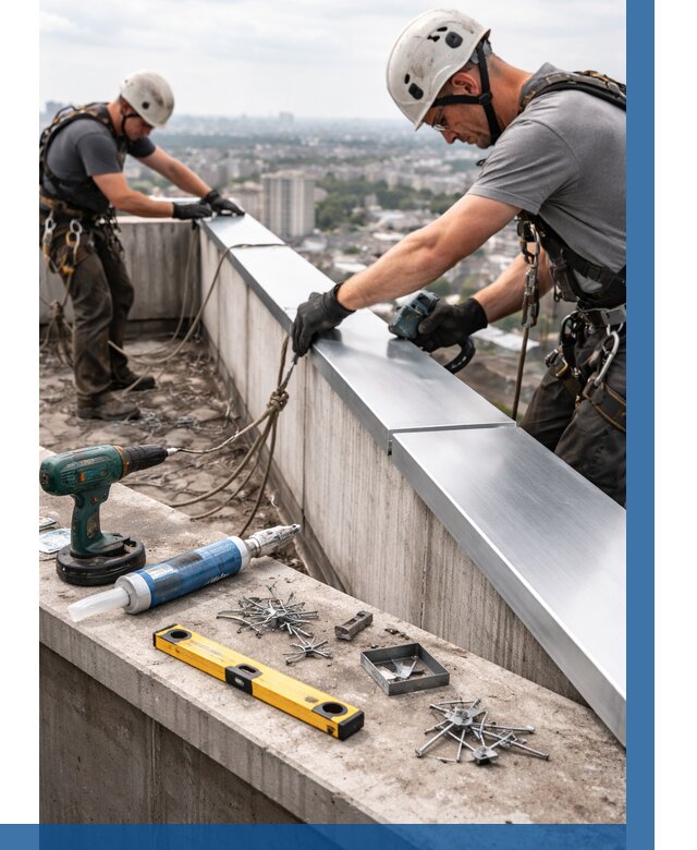 Монтаж парапетных крышек в Бирске от 832 р. | ВЫСОТНИК-Брк