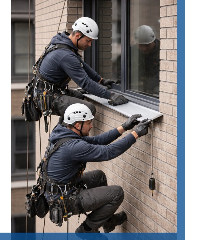 Монтаж оконных отливов под ключ в Бирске от 3638 р. | ВЫСОТНИК-Брк