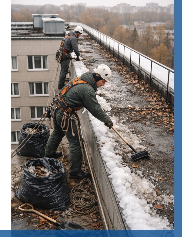 Очистка кровли по периметру в Бирске от 572 р. | ВЫСОТНИК-Брк