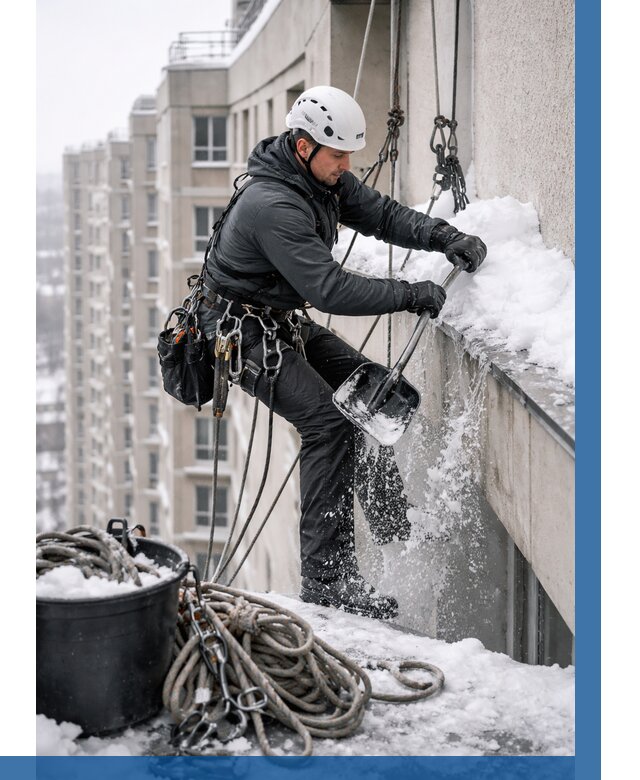 Очистка карнизов от снега в Бирске от 312 р. | ВЫСОТНИК-Брк