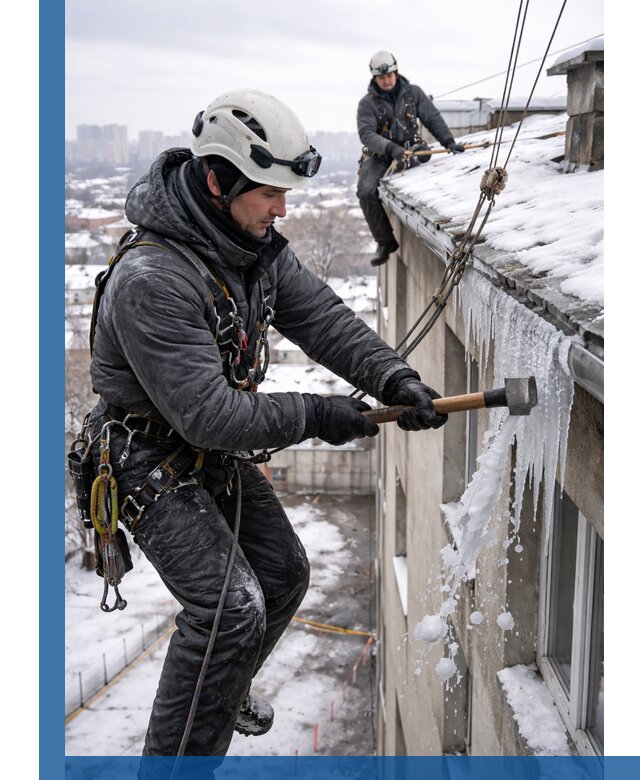 Сбивание и удаление сосулек с крыши в Бирске безопасно