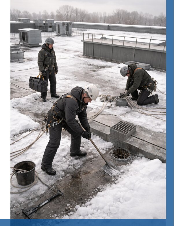 Абонентское обслуживание кровли зимой в Бирске от 8315 р. | ВЫСОТНИК-Брк