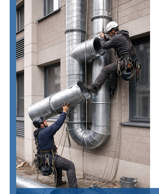 Монтаж фасадных воздуховодов в Бирске с герметизацией и крепежом