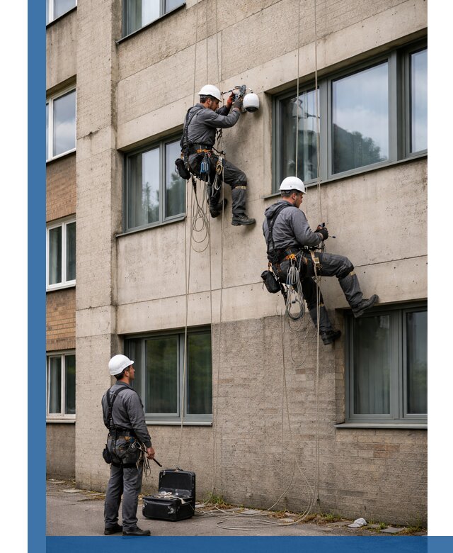 Монтаж фасадных камер видеонаблюдения в Бирске под ключ