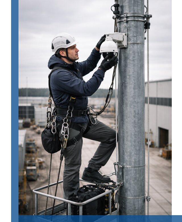 Профессиональная установка видеокамер на мачте в Бирске