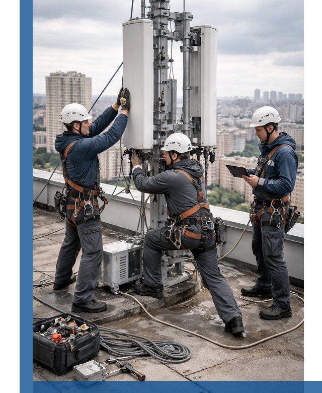 Монтаж антенн связи на крыше в Бирске с вводом в эксплуатацию