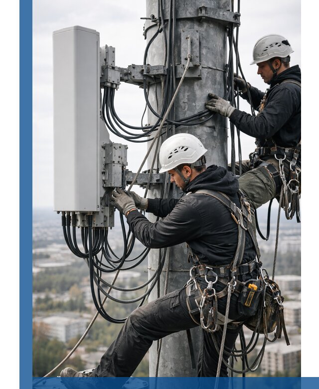 Монтаж оборудования связи на мачте в Бирске с пусконаладкой