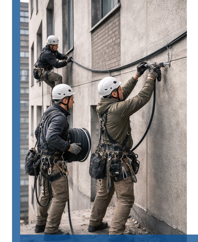 Прокладка кабеля по фасаду в Бирске, профессиональный монтаж