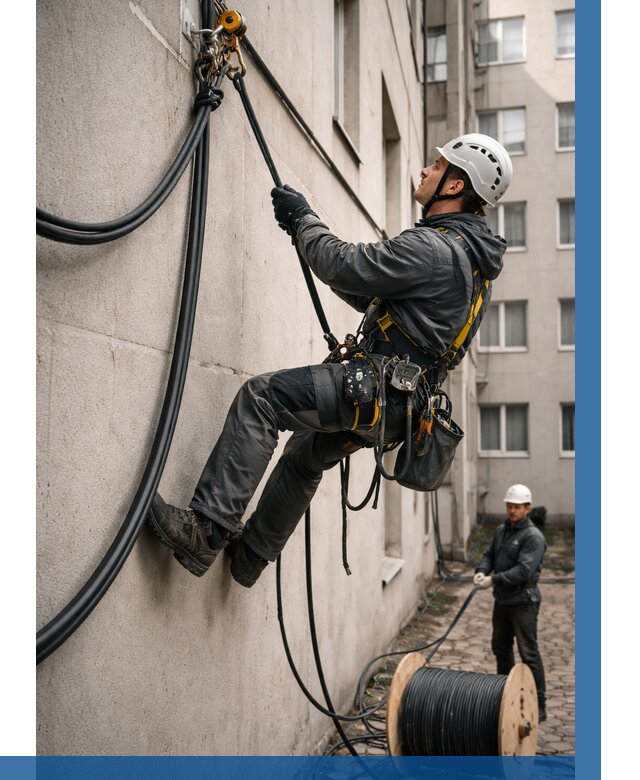 Протяжка кабеля питания на высоте в Бирске от 468 р. | ВЫСОТНИК-Брк