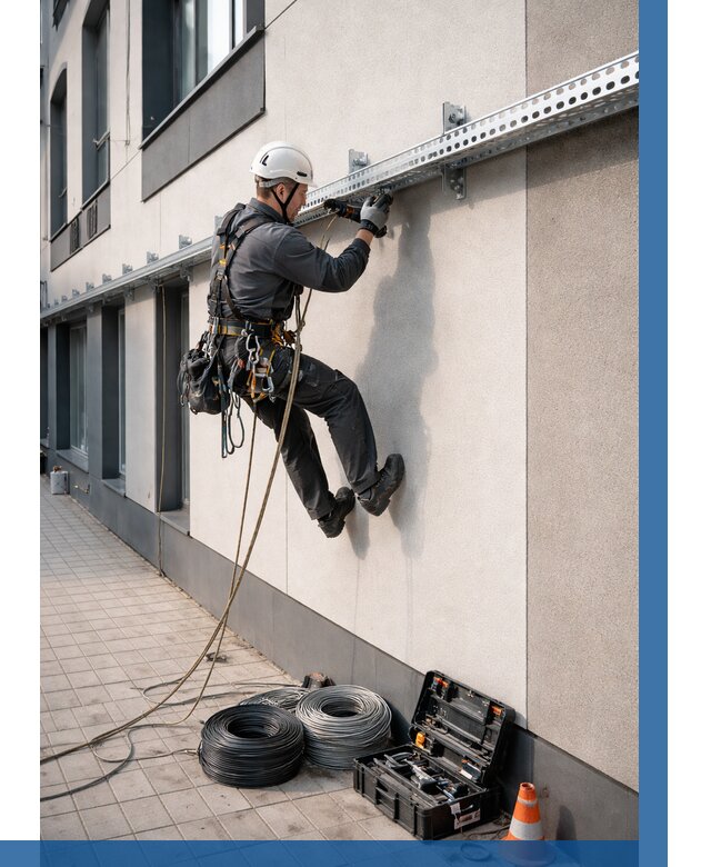 Монтаж кабельных лотков на фасаде в Бирске от 1247 р. | ВЫСОТНИК-Брк