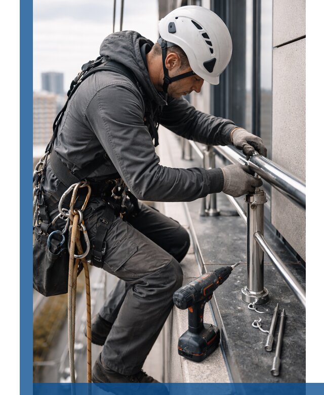 Монтаж ограждений на высоте в Бирске для зданий и конструкций