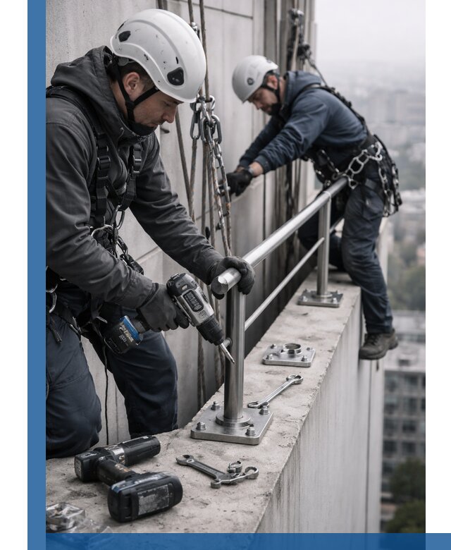 Монтаж перил на высоте в Бирске для жилых и промобъектов