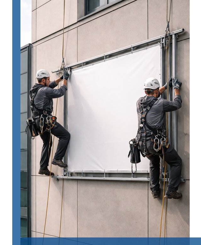 Монтаж наружной рекламной вывески в Бирске под ключ