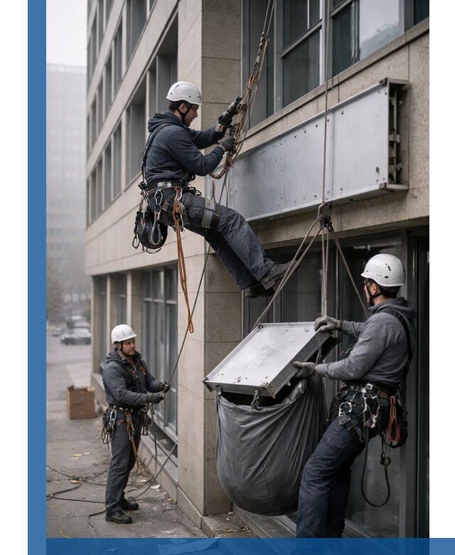 Демонтаж рекламной вывески с высотными работами в Бирске