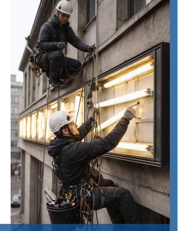 Замена ламп в вывеске в Бирске под ключ от 3638 р. | ВЫСОТНИК-Брк