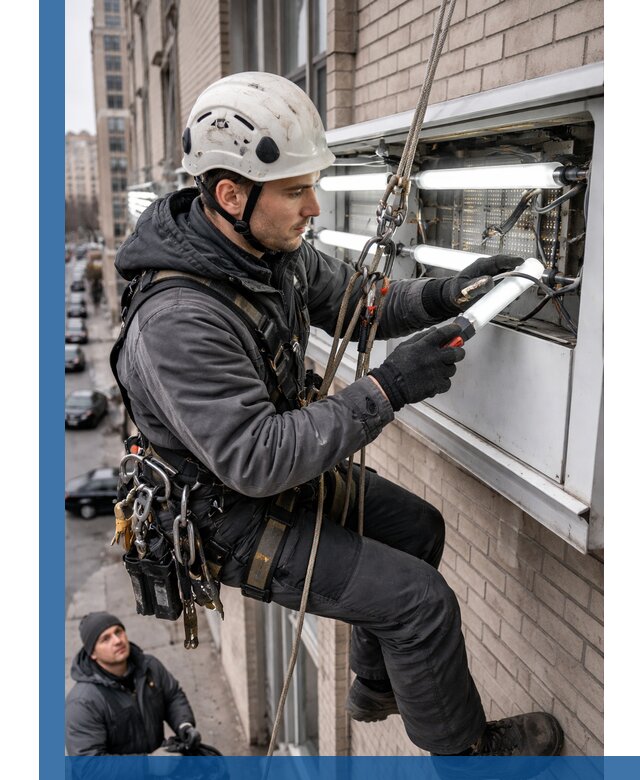 Профессиональная замена ламп в наружной вывеске в Бирске
