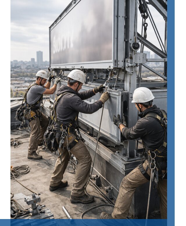 Монтаж крышной рекламной конструкции в Бирске от 62364 р.|ВЫСОТНИК-Брк