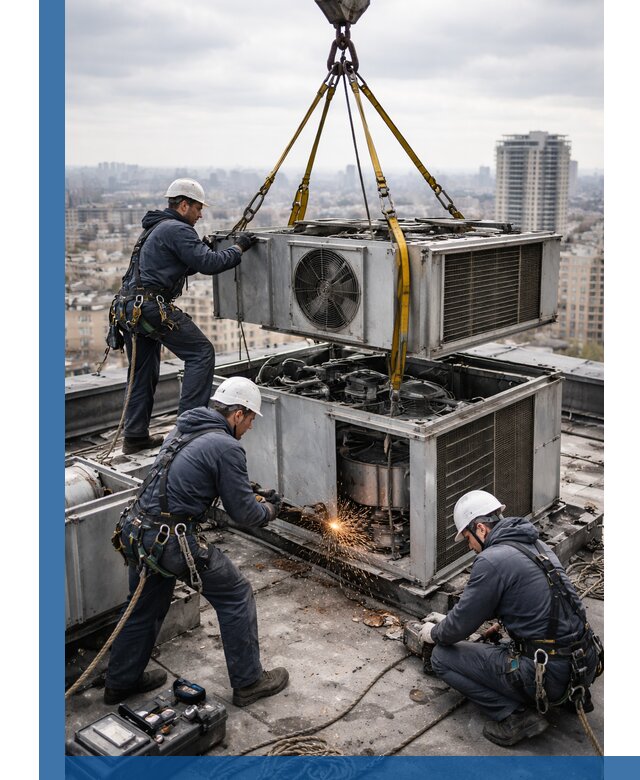 Демонтаж крышной установки в Бирске любой сложности