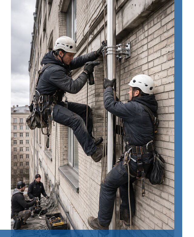 Монтаж флагштока на здании в Бирске от 6756 р. | ВЫСОТНИК-Брк