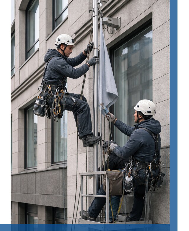 Установка флагов на фасаде в Бирске от 4677 р. | ВЫСОТНИК-Брк